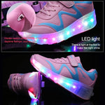 Rechargeable Double Wheel Roller Skating Shoes - Pink Size 38