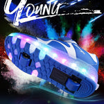 Rechargeable Double Wheel Roller Skating Shoes - Pink Size 38