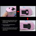 Rechargeable Double Wheel Roller Skating Shoes - Pink Size 39