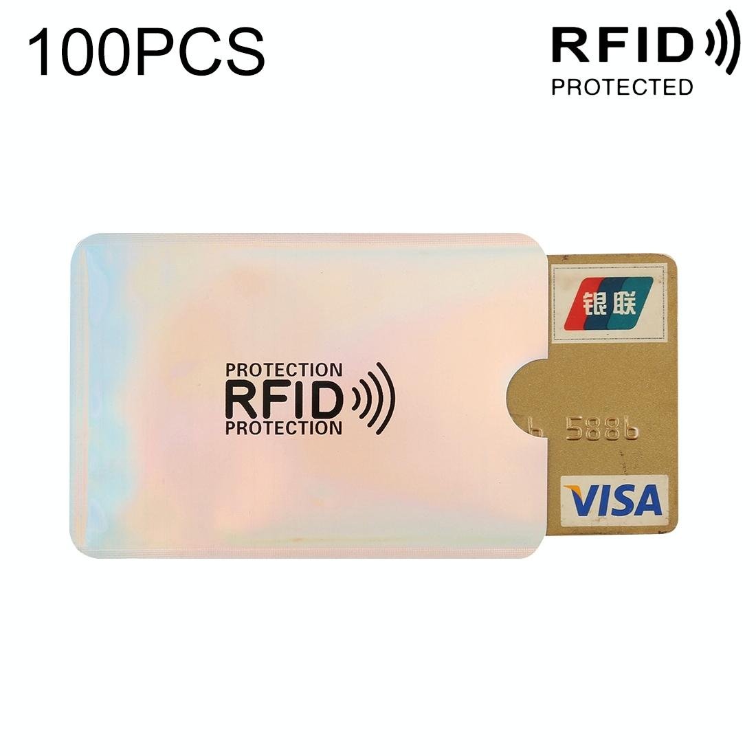 100 - pack Aluminum Foil Rfid Blocking Credit Card Case - Gold