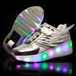 Mesh Surface Led Roller Skates - Single Wheel - Gold