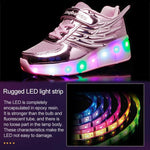 Mesh Surface Led Roller Skates - Single Wheel - Gold