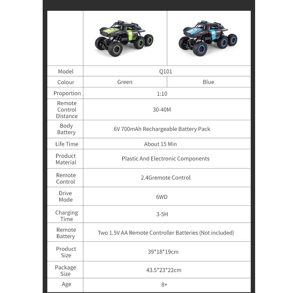 6 - drive 2.4g Rc Off - road Car - Remote Control Vehicle - Blue