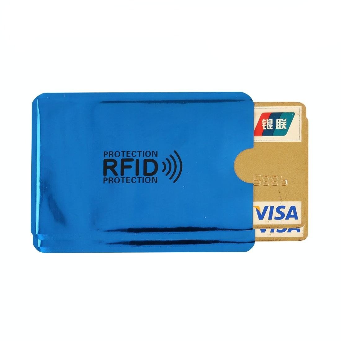 100 - piece Rfid Blocking Card Holder - 9x6.3cm Aluminum Foil - Blue