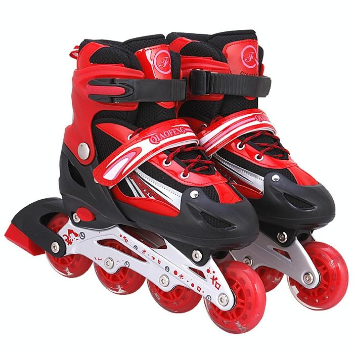 Flash Straight Row Roller Skating Shoes Suit for Children and Adults - Size l - Blue