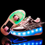 Double Wheel Led Roller Skates - Size 38 - Silver