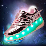 Double Wheel Led Roller Skates - Size 38 - Silver