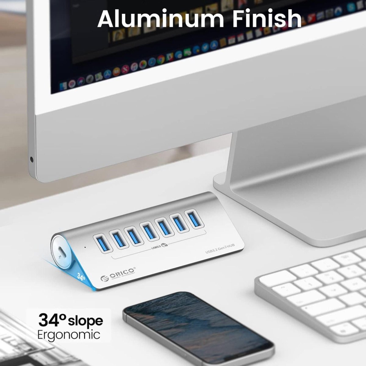 7 - Port Usb 3.2 Gen2 10Gbps Hub With 1M Cable