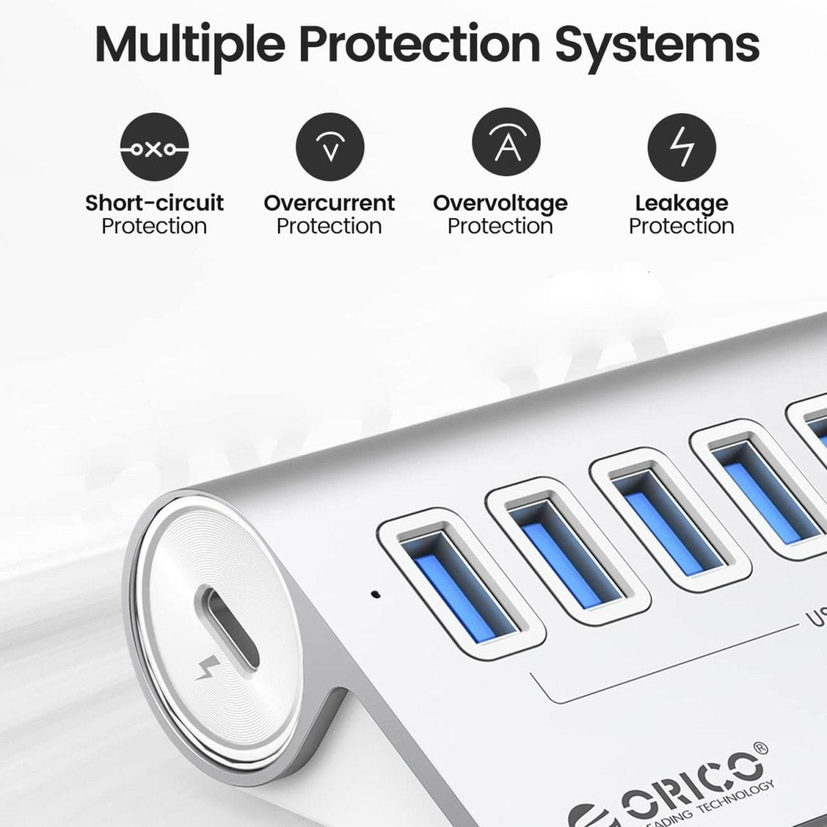 7 - Port Usb 3.2 Gen2 10Gbps Hub With 1M Cable