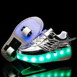 Double Wheel Led Roller Skates - Size 40 - Silver
