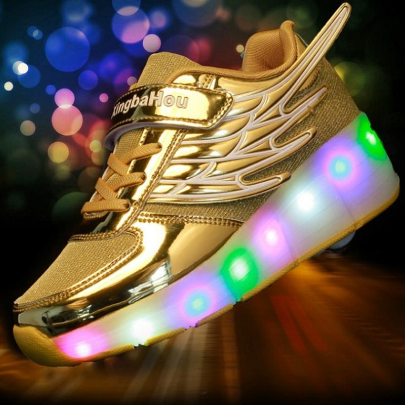 Mesh Surface Led Roller Skates - Single Wheel - Silver