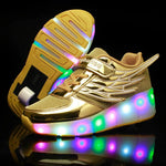 Mesh Surface Led Roller Skates - Single Wheel - Silver
