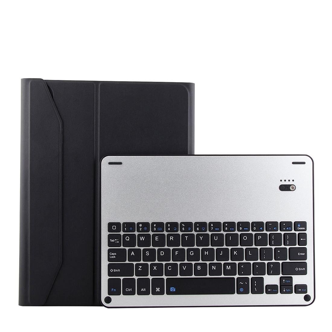 Bluetooth Keyboard & Leather Tablet Case For Ipad Pro 11 2018 - Detachable Aluminum Three - Gear Magnetic Sleep Function - Black Silver