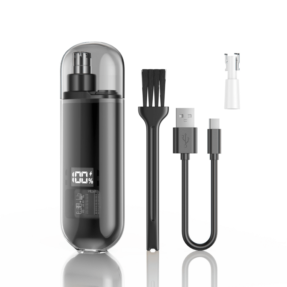 Handheld Portable Nose Hair Trimmer Rechargeable USB - C Clipper Shaver in Black
