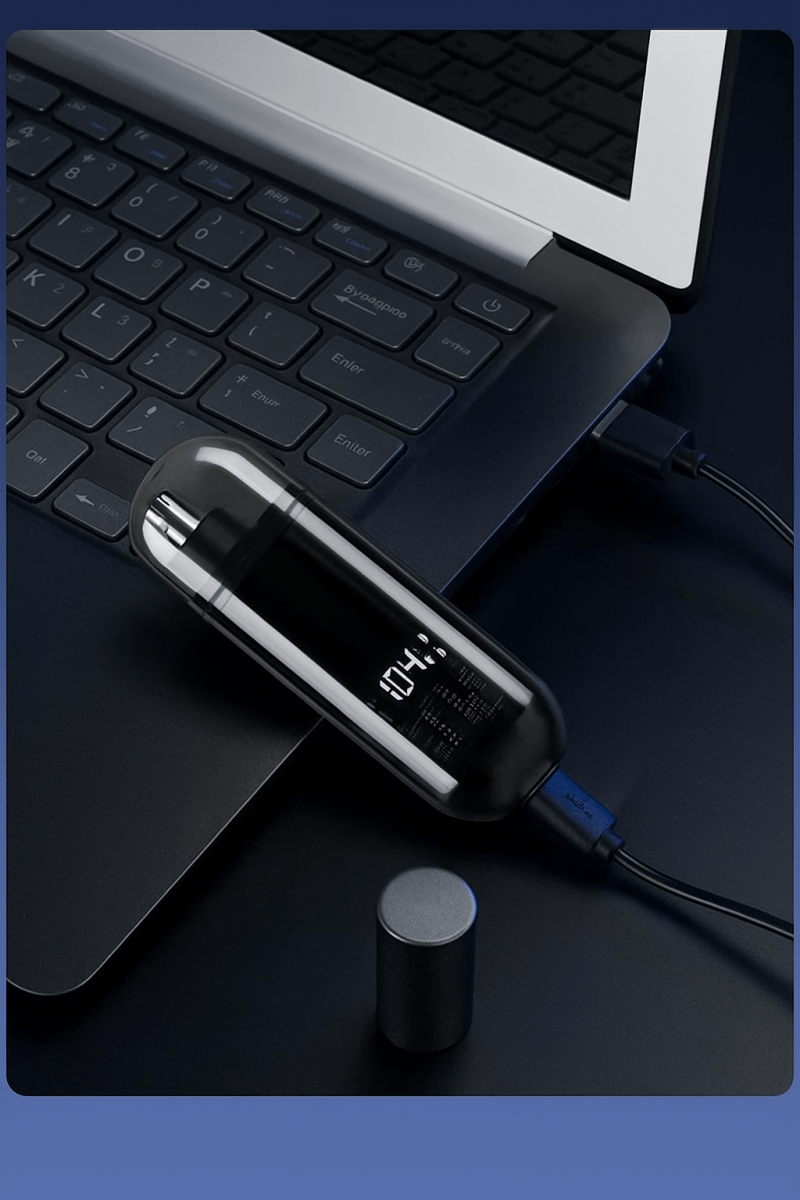 Handheld Portable Nose Hair Trimmer Rechargeable USB - C Clipper Shaver in Black