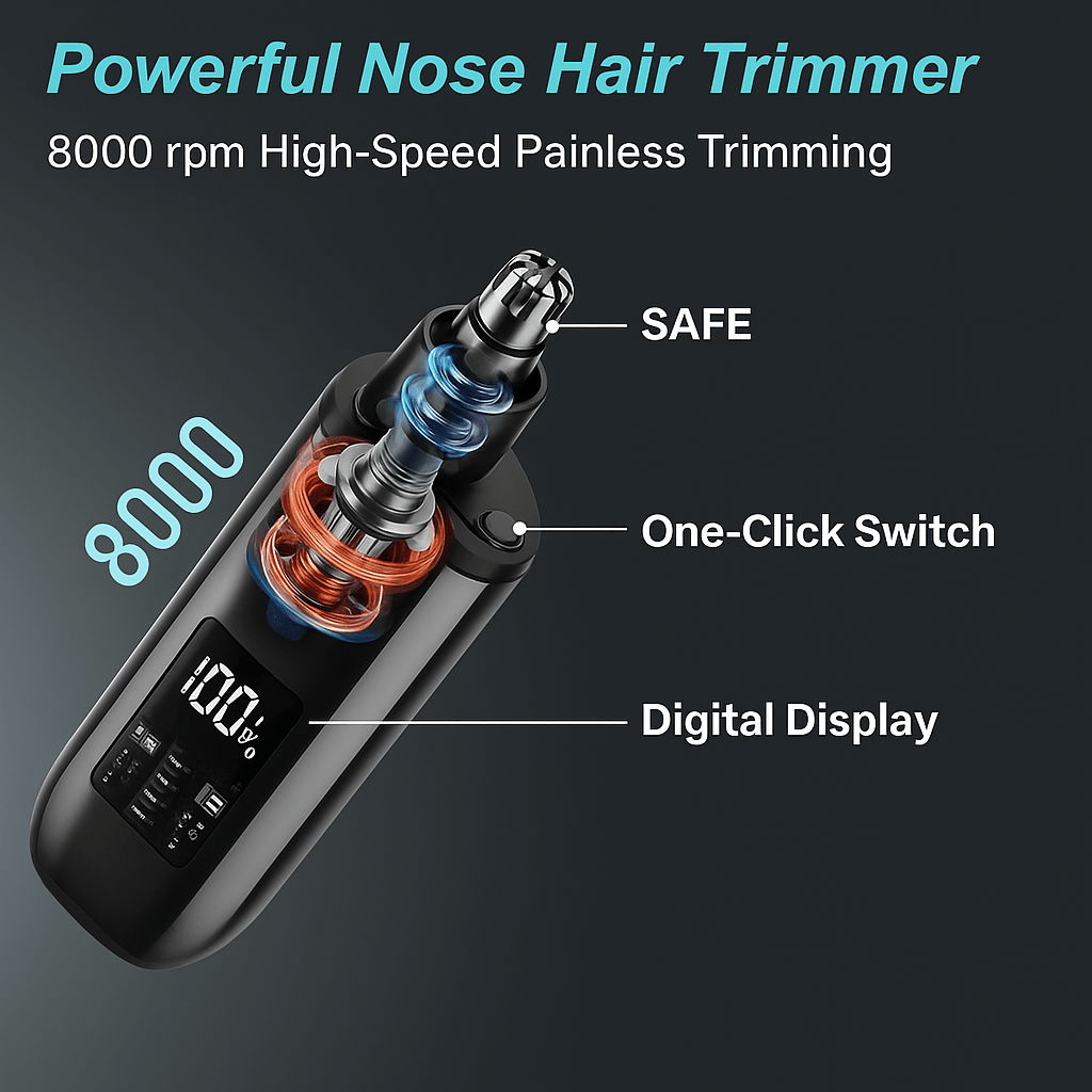 Handheld Portable Nose Hair Trimmer Rechargeable USB - C Clipper Shaver in Black