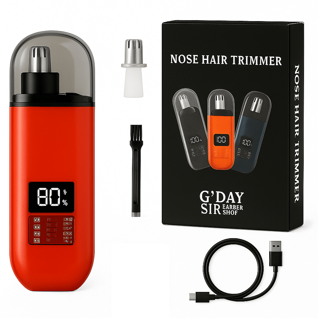 Handheld Portable Nose Hair Trimmer Rechargeable USB - C Clipper Shaver in Red/Orange