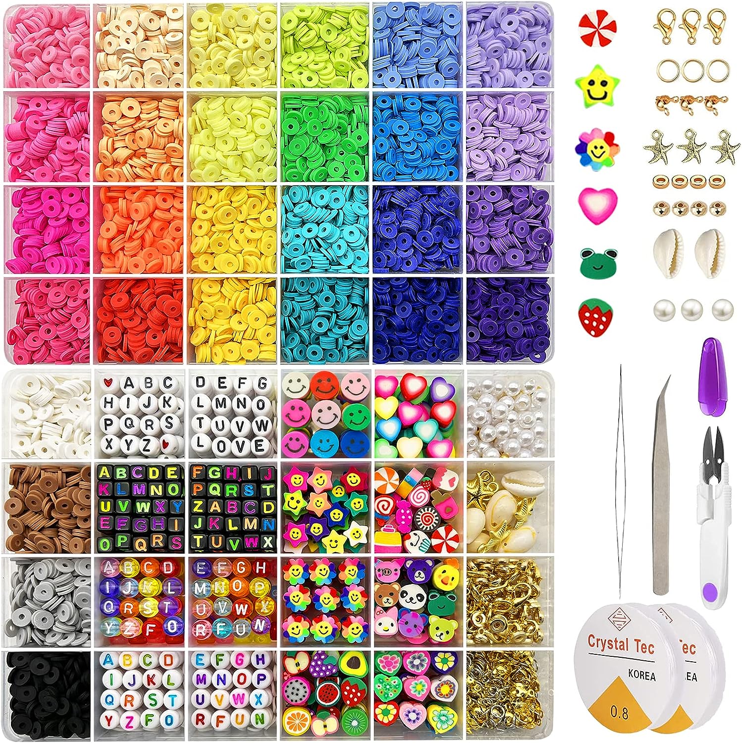 7860pcs 28 Colors 6mm Flat Round Ceramics Polymer Clay Bead Alphabet Beads Jewelry Making Kit - 728040811225 Toy Chest Australia 1