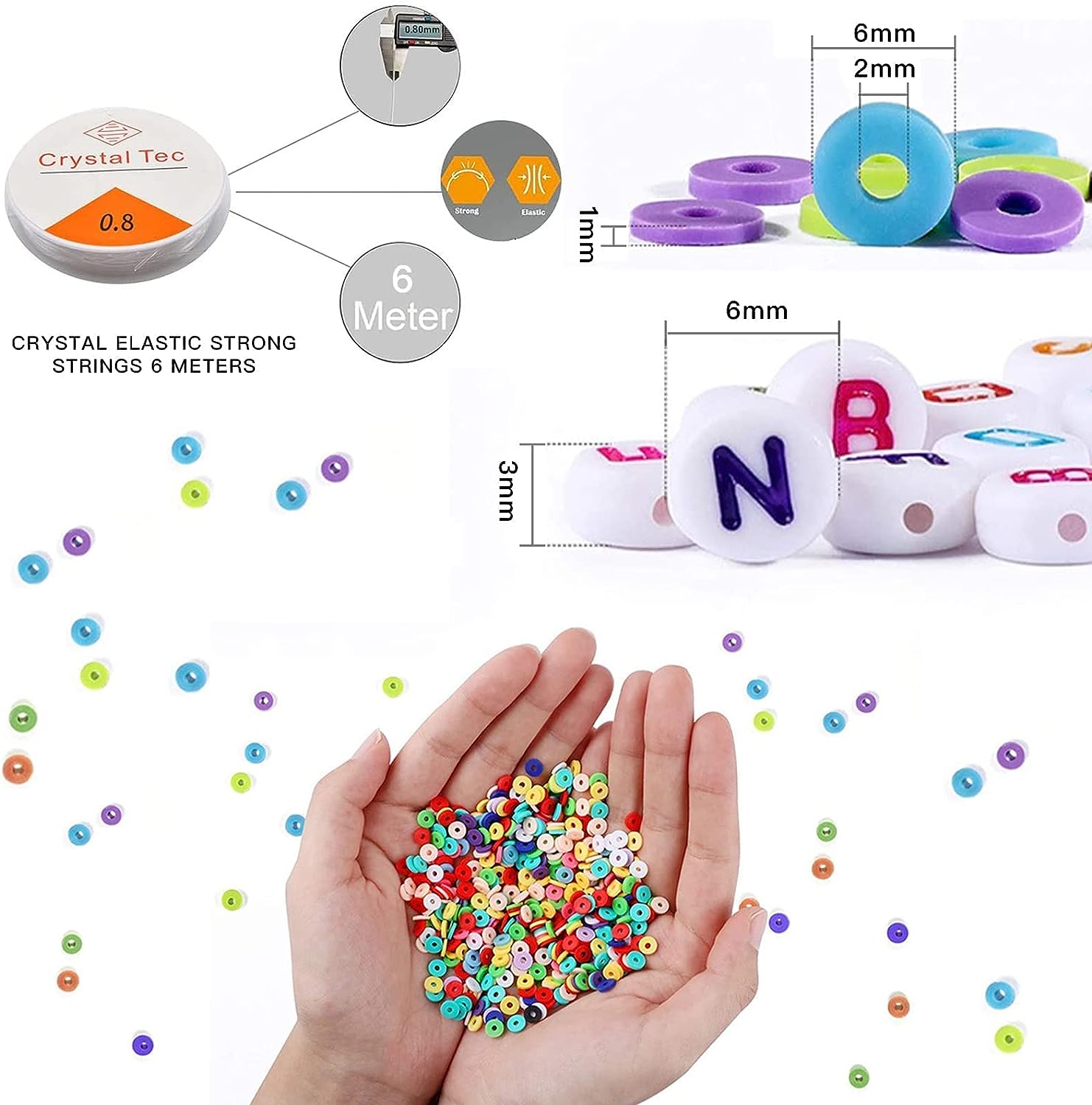 7860pcs 28 Colors 6mm Flat Round Ceramics Polymer Clay Bead Alphabet Beads Jewelry Making Kit - 728040811225 Toy Chest Australia 3