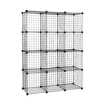 12 Cube Wire Grid Organiser Bookcase Storage Cabinet Wardrobe Closet Black