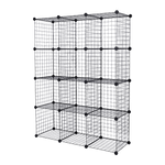 12 Cube Wire Grid Organiser Bookcase Storage Cabinet Wardrobe Closet Black