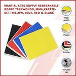 Martial Arts Supply Rebreakable Board Taekwondo, MMA, Karate - Set: Yellow, Blue, Red & Black