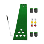 Golf Beer Pong Game Toy Set Green Golf Putting Matt with 2 Putters, 6 Balls