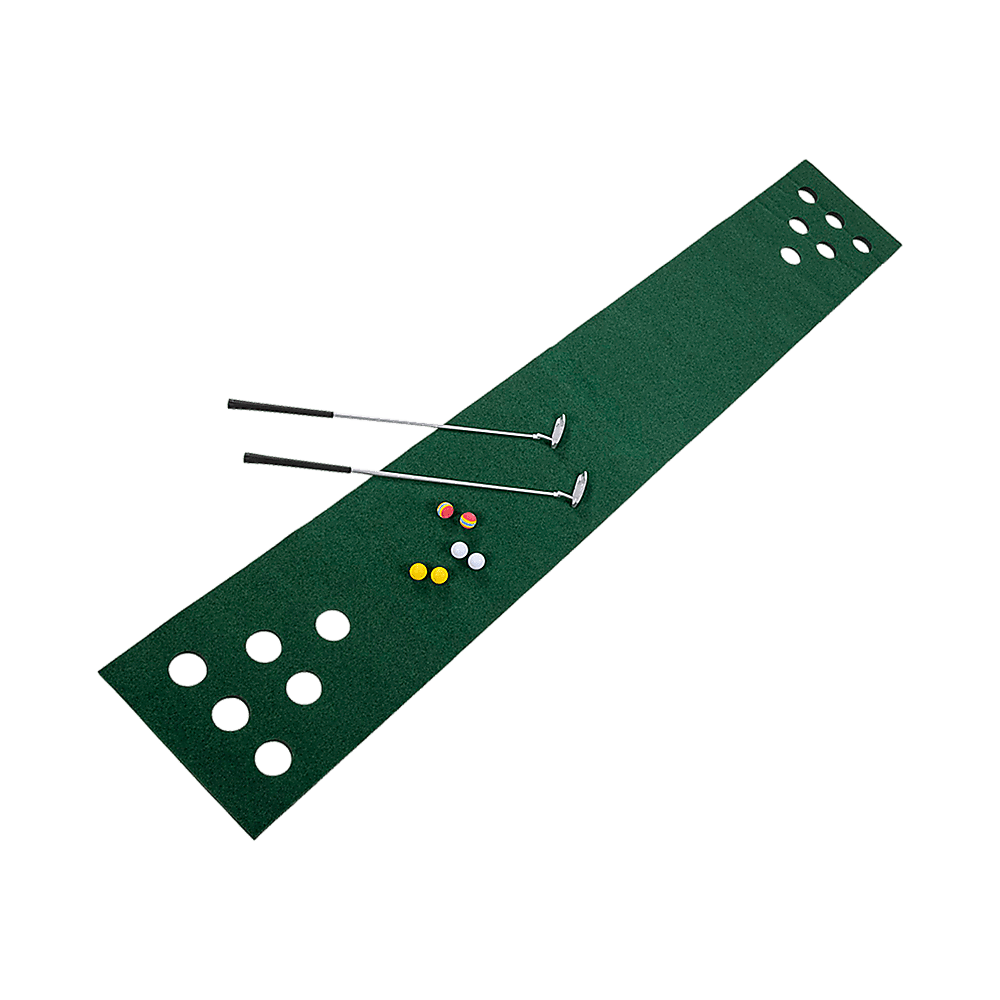 Golf Beer Pong Game Toy Set Green Golf Putting Matt with 2 Putters, 6 Balls
