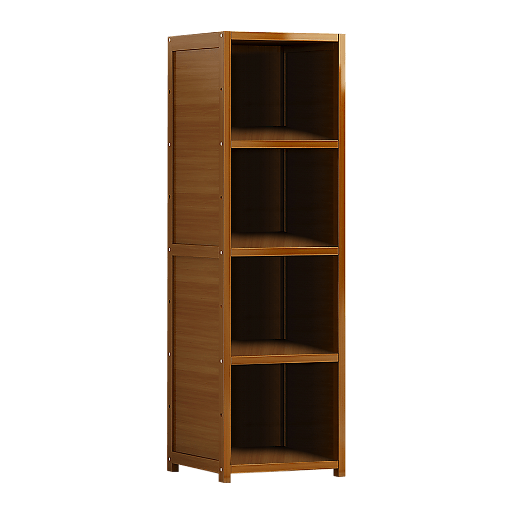 Bamboo 4 - Shelf Bookcase – Adjustable Display Storage Rack Stand for Living Room, Bedroom, Office or Home Organisation