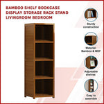 Bamboo 4 - Shelf Bookcase – Adjustable Display Storage Rack Stand for Living Room, Bedroom, Office or Home Organisation