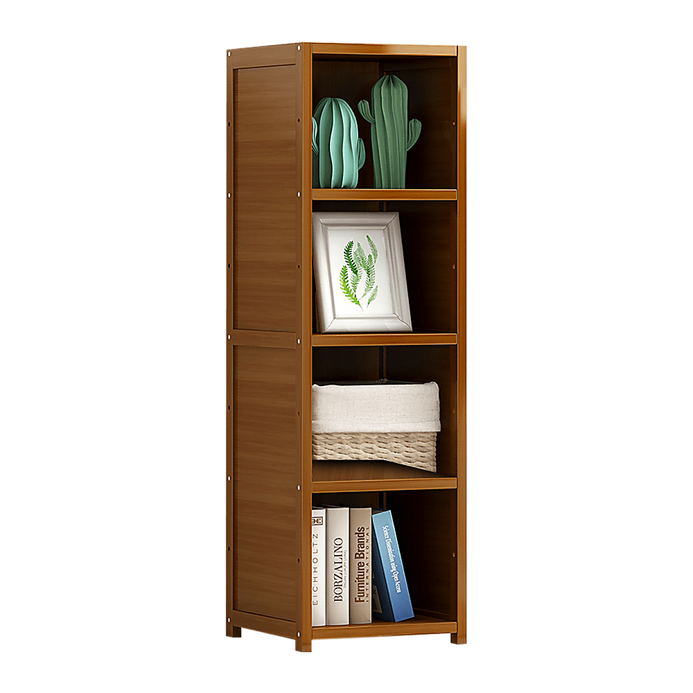 Bamboo 4 - Shelf Bookcase – Adjustable Display Storage Rack Stand for Living Room, Bedroom, Office or Home Organisation