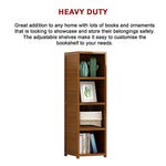 Bamboo 4 - Shelf Bookcase – Adjustable Display Storage Rack Stand for Living Room, Bedroom, Office or Home Organisation