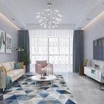 200x300cm Large Floor Blue Triangle Mirage Rug – Modern Area Carpet for Bedroom, Living Room, Lounge or Home Décor Mat