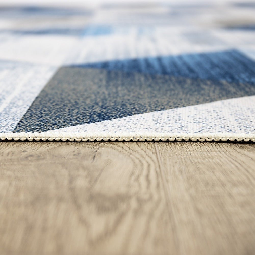 200x300cm Large Floor Blue Triangle Mirage Rug – Modern Area Carpet for Bedroom, Living Room, Lounge or Home Décor Mat