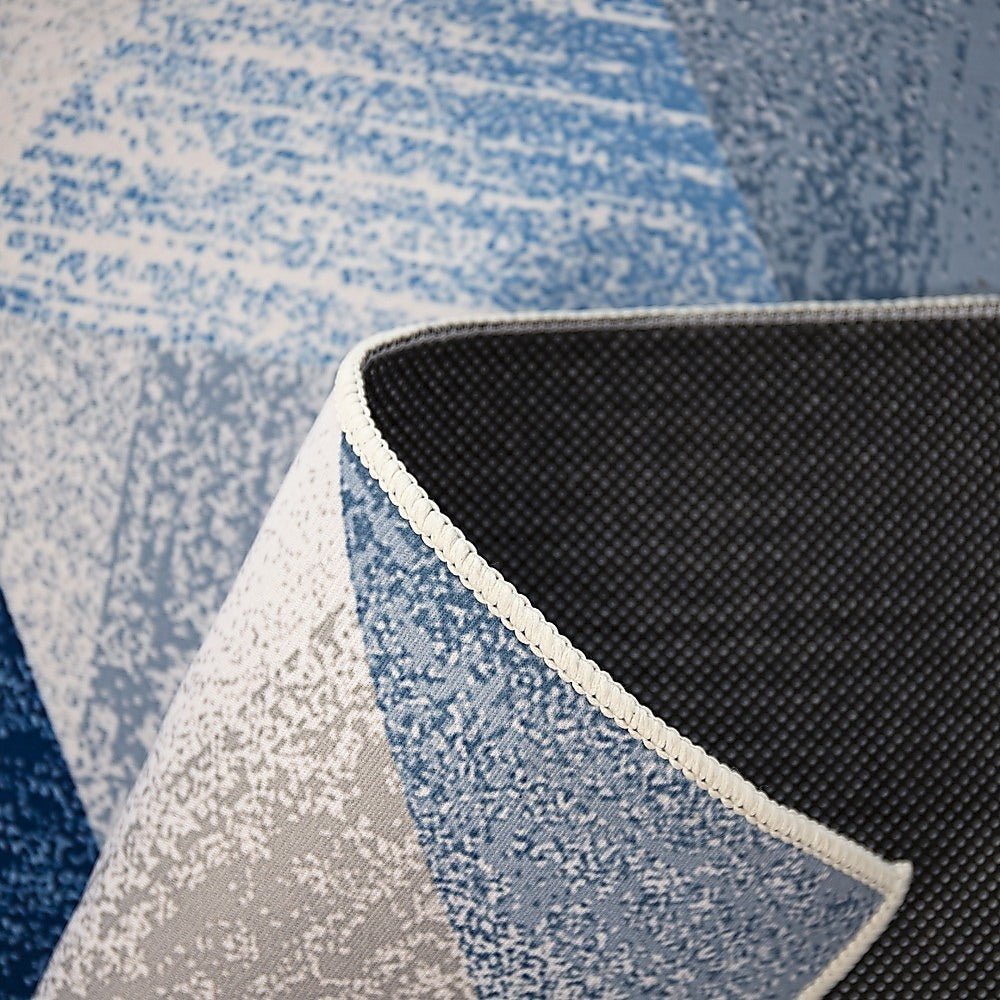 200x300cm Large Floor Blue Triangle Mirage Rug – Modern Area Carpet for Bedroom, Living Room, Lounge or Home Décor Mat
