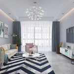 200x300cm Large Floor Blue Chevron Stripes Rug – Modern Area Carpet for Bedroom, Living Room, Lounge or Home Décor Mat