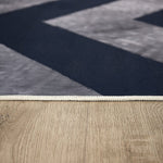 200x300cm Large Floor Blue Chevron Stripes Rug – Modern Area Carpet for Bedroom, Living Room, Lounge or Home Décor Mat