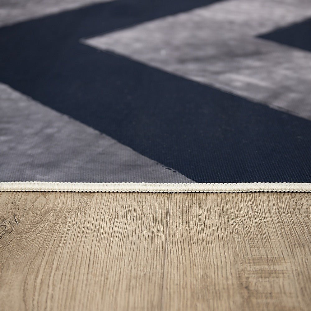 200x300cm Large Floor Blue Chevron Stripes Rug – Modern Area Carpet for Bedroom, Living Room, Lounge or Home Décor Mat