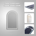 Arched LED Wall Mirror Bathroom Mirrors Makeup Anti - fog 600mm x 1000mm