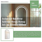 Arched LED Wall Mirror Bathroom Mirrors Makeup Anti - fog 600mm x 1000mm