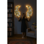 LED Angel Wing Metal Wall Art Wrought Iron Wings Sculpture Fairy Lights
