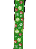Christmas Dog Collars Adjustable - Moondidley Pets Large Green Snow Flakes