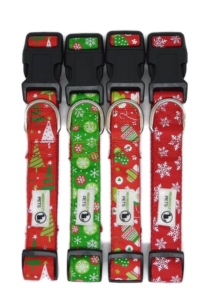 Christmas Dog Collars Adjustable - Moondidley Pets X - Large Red Mittens