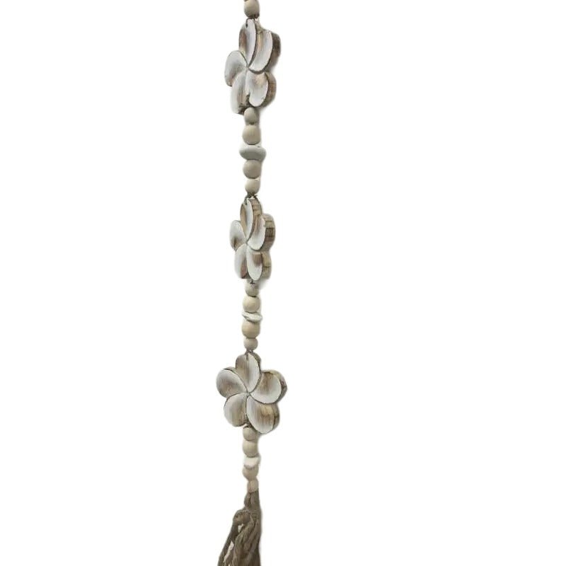 White Flowers W Beads + Tassel Mobile 90cm