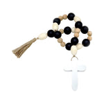 Cross w Natural Beaded Garland 76cm