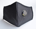 Adult Face Mask Black Reusable Adjustable w Breathing Valve 3Ply
