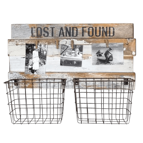 Lost & Found Rustic 2 Baskets w Photo Clips 53cm