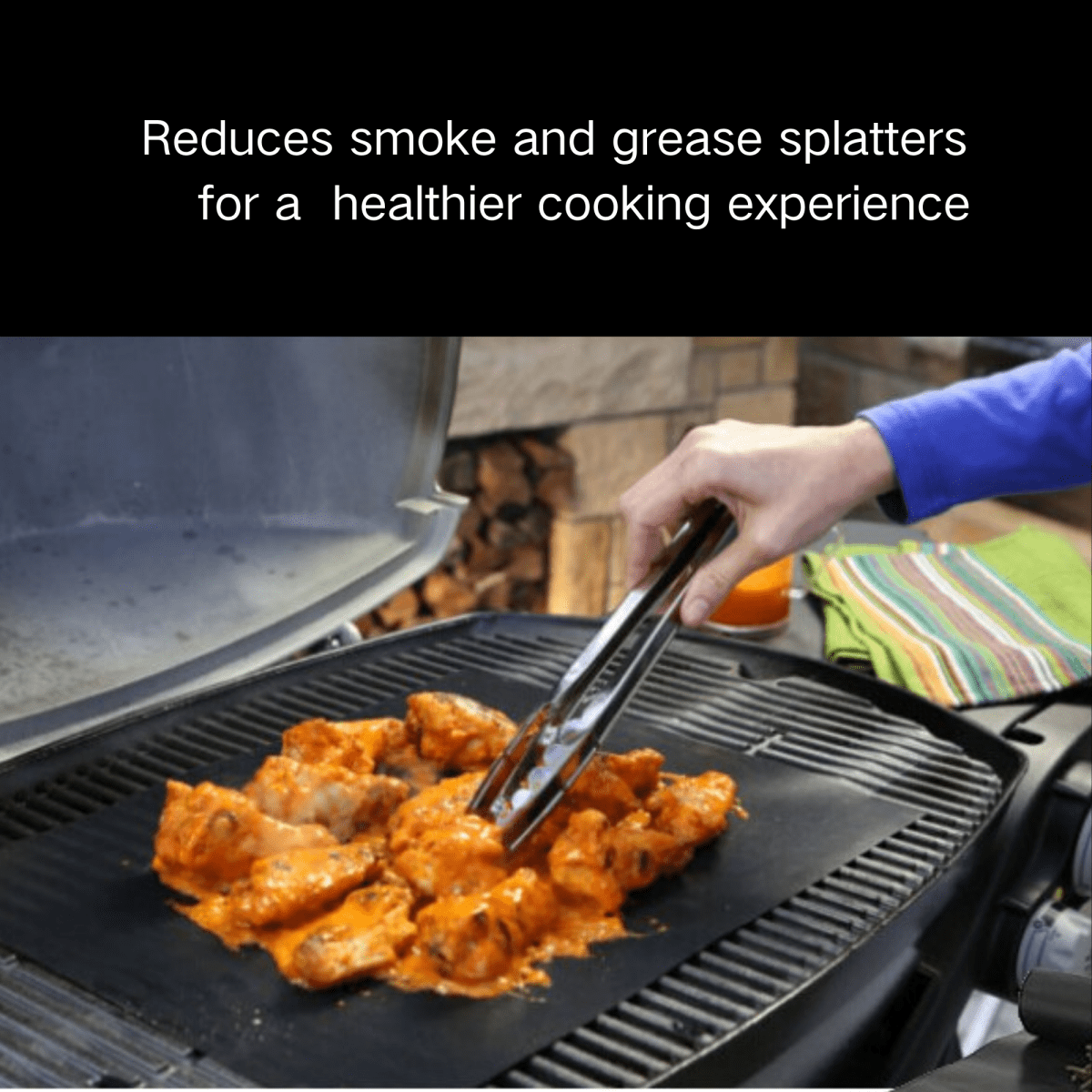 ASMOKE Premium Copper & Black BBQ Grill Mats (2 - Pack) - Non - Stick PTFE Coating, Cooking Mats| Reusable and Easy to Clean