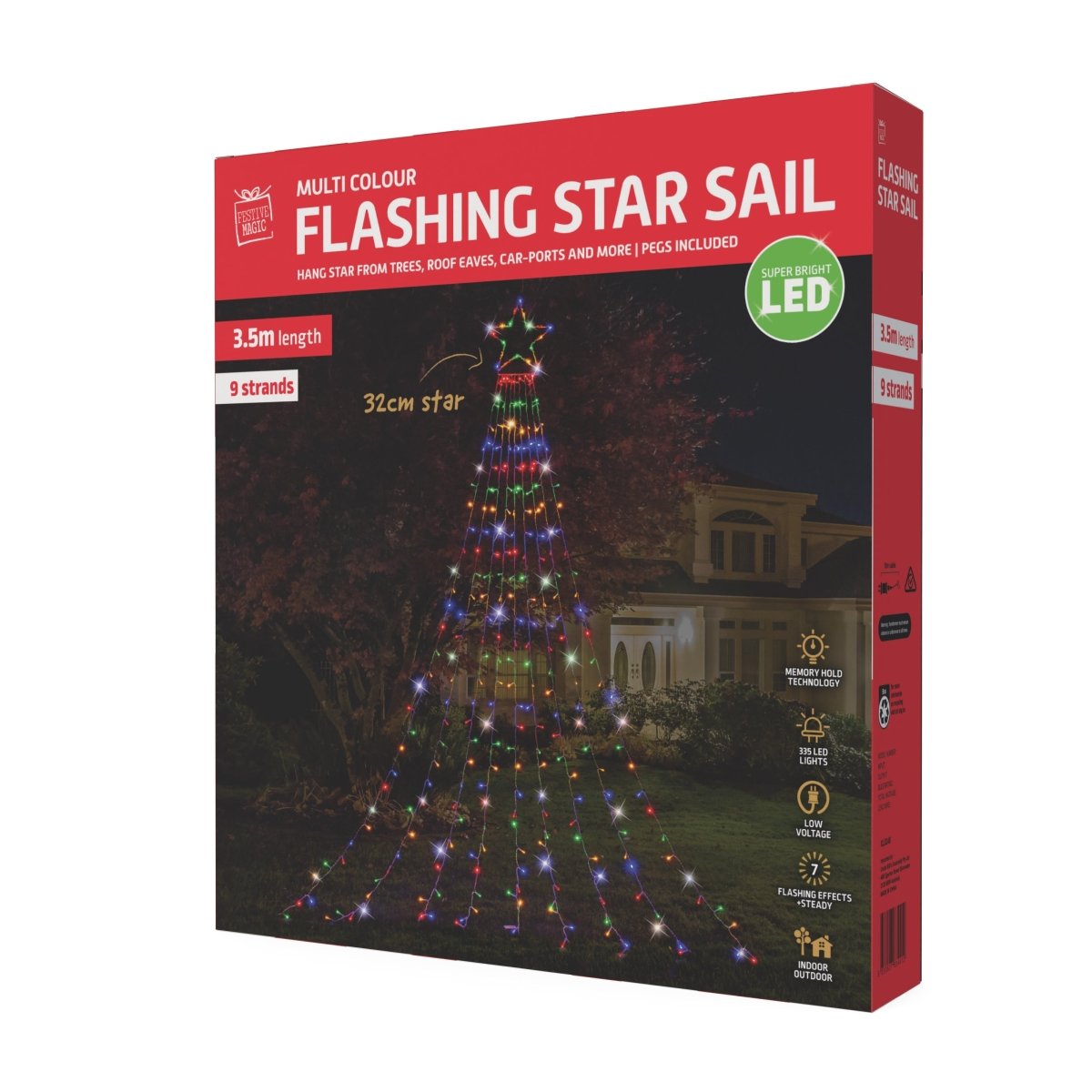 LED Garden Star Cascade 3.5m Multi - Color Lights