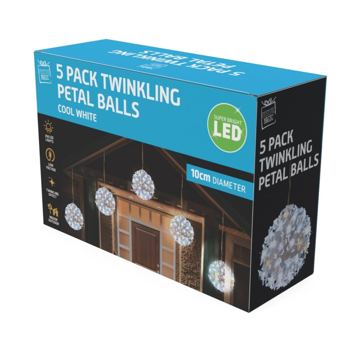 LED Twinkle Petal Balls 10cm 5 - Pack Cool - Warm White or Multicolor - Warm - Cool White